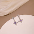 Star Rhinestone Alloy Drop Studs Black Gold Contrast Sweet Luxury Zircon Dangle Earrings view 4