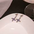 Star Rhinestone Alloy Drop Studs Black Gold Contrast Sweet Luxury Zircon Dangle Earrings view 3