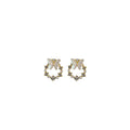 Elegant French Hollow Floral Wreath Butterfly Studs With Pearl Rhinestone Zircon Alloy Sweet Forest Earrings view 5