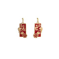 Sterling Silver Needle Cute Rabbit New Year Earrings, Red Chinese Style Lucky Cartoon Ear Jewelry view 5