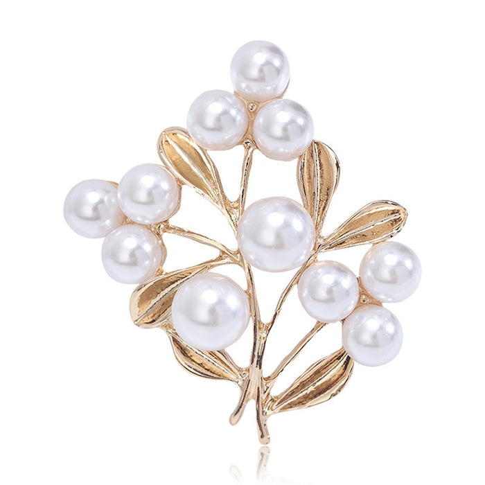 Alloy Pearl Branch Brooch For Coat Scarf And Lapel Decoration