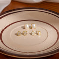 Elegant French Gold Alloy Pearl And Zircon Geometric Stud Set Small Versatile Women Earrings view 2