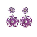 Candy Color Gradient Sunburst Gear Shape Faux Pearl Alloy Long Drop Stud Women's Fashion Earrings view 5