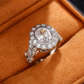 Luxury Full Rhinestone Copper Plated Round Cubic Zirconia Openwork Ring For Women view 4