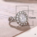 Luxury Full Rhinestone Copper Plated Round Cubic Zirconia Openwork Ring For Women view 5
