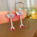 Fairy Style Flower Earrings With Pear Water Drop Design, Light Luxury Fashion Dangle Jewelry For Women view 5