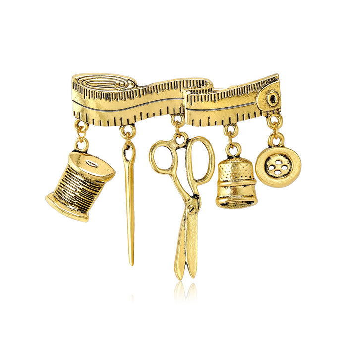 Alloy Tailor Tool Brooch Pin For Creative Apparel Accessories