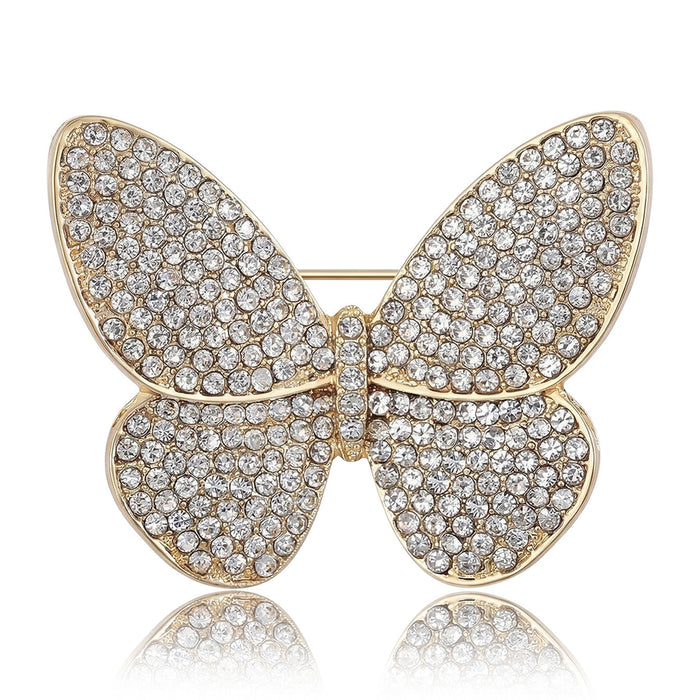 Alloy Rhinestone Butterfly Brooch Pin For Sweaters Suits And Coats