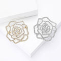 Alloy Rhinestone Camellia Flower Brooch Pin For Women's Clothing view 2