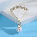 Alloy Shell Fan Brooch Pin For Suits And Qipao view 4