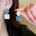 Chic French Style Alloy Irregular Square Oval Wave Drop Earrings, Elegant Geometric Dangle Earrings view 2