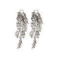 Copper Leaf Tassel Drop Earrings, High End Heavy Metal Ear Cuff Style for Women view 5