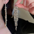 Copper Leaf Tassel Drop Earrings, High End Heavy Metal Ear Cuff Style for Women view 4
