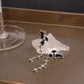Elegant Black Enamel Butterfly Studs With Four Point Star Tassel Silver Needle Drop Earrings view 2