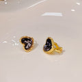 Elegant Korean Heart Shell Pearl Alloy Stud Clip Earrings For Women Girls Fashion Gold Plated Earrings view 3