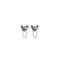 Alloy Rhinestone Cat Head Chain Tassel Studs Elegant Niche Design Silver Needle Earrings view 5