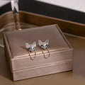Alloy Rhinestone Cat Head Chain Tassel Studs Elegant Niche Design Silver Needle Earrings view 3