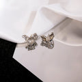 Alloy Rhinestone Cat Head Chain Tassel Studs Elegant Niche Design Silver Needle Earrings view 2