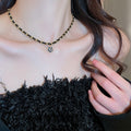 Light Luxury Faux Leather Wrap Necklace With Gold Plated Zircon Camellia Flower Pendant view 3