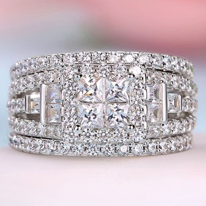 Luxury Wide Mens Ring, Copper Full Pave Rhinestone Zircon Finger Jewelry