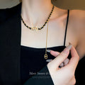 Korean Rhinestone Alloy Letter Faux Leather Choker Necklace For Women Light Luxury Clavicle Jewelry view 1