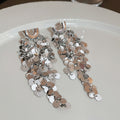 Metal U Shape Cluster Sequin Long Tassel Drop Earrings For Women, Geometric Ring Statement Style view 3