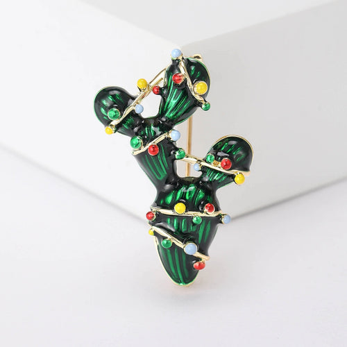 Alloy Enamel Cactus Brooch For Fashion Plant Apparel Decoration