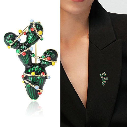 Alloy Enamel Cactus Brooch For Fashion Plant Apparel Decoration