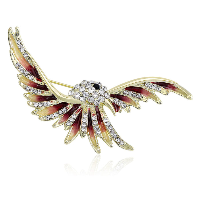 Alloy Enamel Rhinestone Eagle Brooch Pin For Suit Jackets