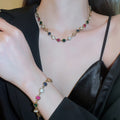 Light Luxury Colorful Rhinestone Circle Alloy Bangle With Zodiac Animal Charm For Women view 2