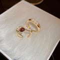 Real Gold Plated Zircon Cat Eye Double Layer Ring For Women view 2