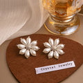Elegant Korean Style Gold Alloy Pearl Stud And Drop Earrings With Rhinestone Crystal Accents For Women Earrings view 4