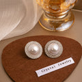 Elegant Korean Style Gold Alloy Pearl Stud And Drop Earrings With Rhinestone Crystal Accents For Women Earrings view 3