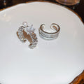 Real Gold Plated Zircon Pearl Double Layer Open Ring For Women view 2