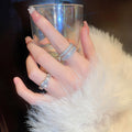 Real Gold Plated Zircon Pearl Double Layer Open Ring For Women view 3