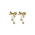 Elegant Korean Style Rhinestone Bow Knot Asymmetric Dangle Studs Luxury Sweet Girl Alloy Zircon Earrings view 5