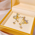 Elegant Korean Style Rhinestone Bow Knot Asymmetric Dangle Studs Luxury Sweet Girl Alloy Zircon Earrings view 3