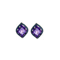 Luxury Geometric Purple Zircon Rhinestone Diamond Shape Studs With Blue Micro Pave Alloy Earrings view 5