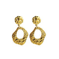 Vintage Irregular Hollow Geometric Textured Metal Alloy Drop Dangle Statement Luxury Women's Earrings view 5