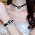 Korean Light Luxury Alloy Camellia Flower Rhinestone Crystal Clavicle Necklace view 2