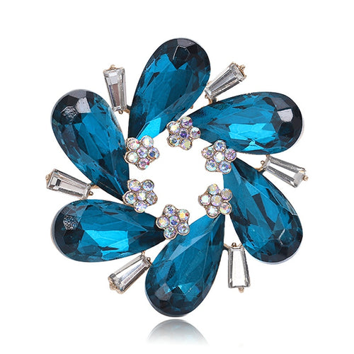 Alloy Crystal Flower Wreath Brooch Pin For Scarves And Clothing