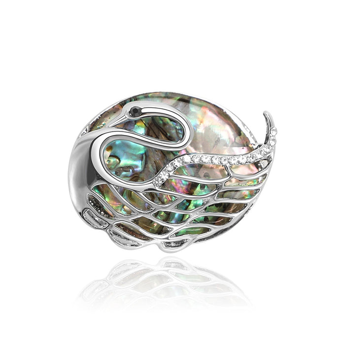 Alloy Abalone Shell Swan Brooch For Elegant Apparel Accessories