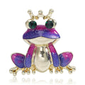 Alloy Enamel Crown Frog Brooch For Shirt And Coat Decoration view 1