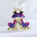 Alloy Enamel Crown Frog Brooch For Shirt And Coat Decoration view 3