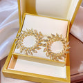 Vintage Alloy Laurel Leaf Wreath Stud Earrings, European Punk Statement Metal Hoop Gear Style Earrings view 2