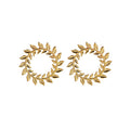 Vintage Alloy Laurel Leaf Wreath Stud Earrings, European Punk Statement Metal Hoop Gear Style Earrings view 5