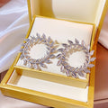 Vintage Alloy Laurel Leaf Wreath Stud Earrings, European Punk Statement Metal Hoop Gear Style Earrings view 3