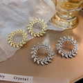 Vintage Alloy Laurel Leaf Wreath Stud Earrings, European Punk Statement Metal Hoop Gear Style Earrings view 1