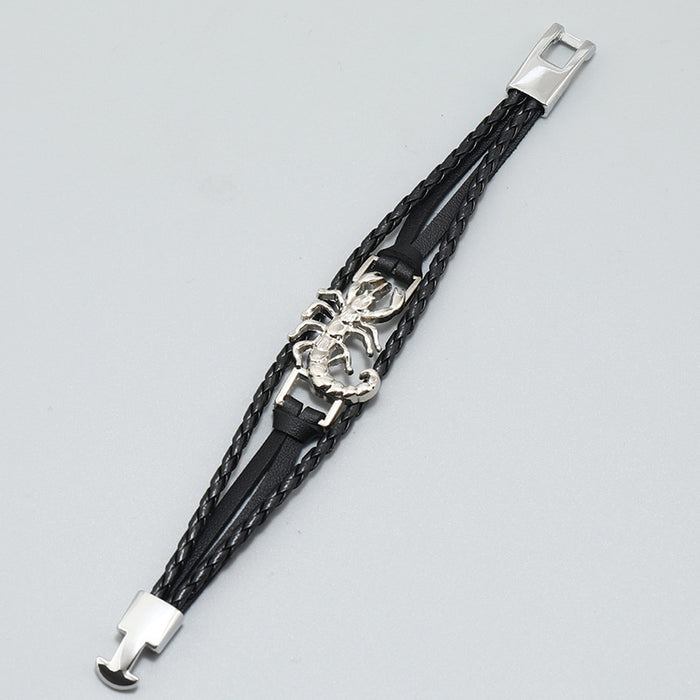 Fashion Scorpion Men's Leather Bracelet Trendy Street Rock Adjustable Wristband