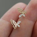 Japanese Korean Hollow Butterfly Stud Earrings, Elegant Mini Simple Ear Jewelry For Students view 2
